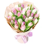 Букет из 35 тюльпанов нежный микс